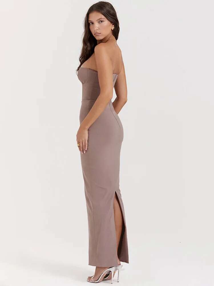 Dongdumaoyi Townlike Slim Bodycon Elegant Midi Long Dress Women Strapless Spring Summer Backless Nightclub Sexy Party Dresses
