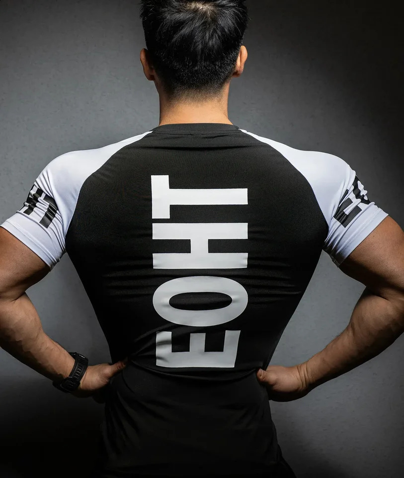 Mens gym T-shirt mens bodybuilding fitness quick drying short sleeved T-shirt running T-shirt fashionable T-shirt mens training clothes 250423