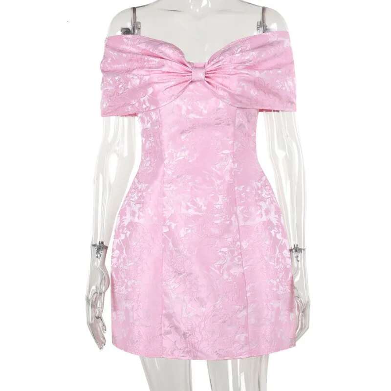 Dongdumaoyi Townlike Jacquard Elegant Waist Wrap A Line Dress Women Mini Spring Summer Bow Backless Sexy Party Dresses
