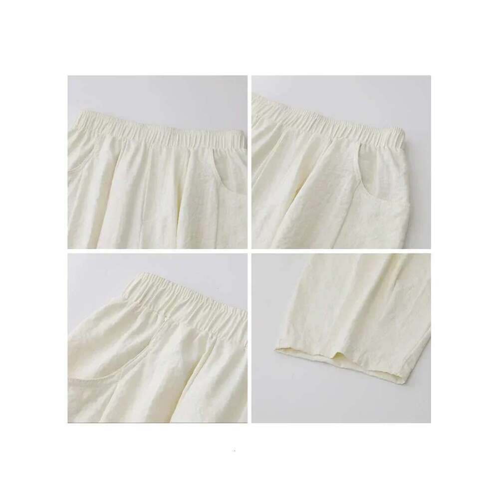 CHIC VEN Women White Pants Solid Casual Elastic Waist High Waisted Pleated Wide Leg Female Trousers Fold Summer 2025 Clothing