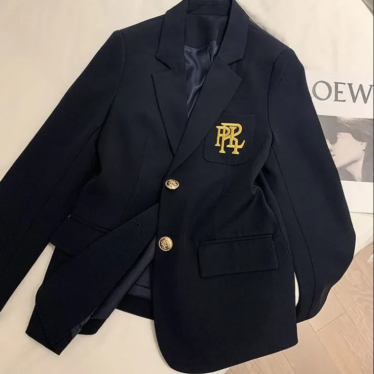 Women's Suits & Blazers 2026 spring Women's Outerwear Letter Embroidery Suit Jacket White for Women Coat Loose Blazer Office Ladies Black Tops s-xxl