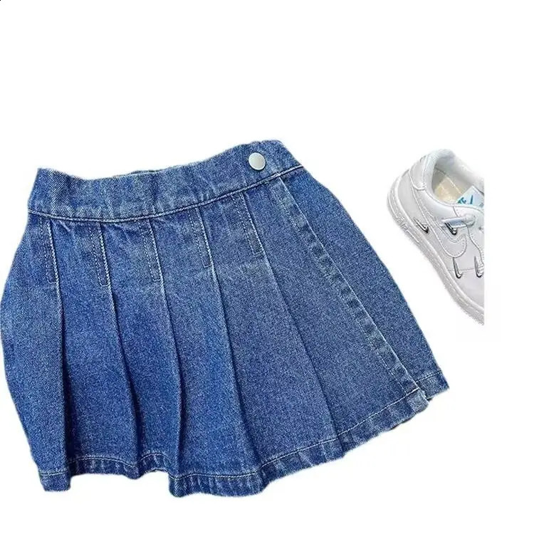 Girl denim skirt retro girl pleated skirt summer teenage vacation two childrens skirt and shorts girl 250424