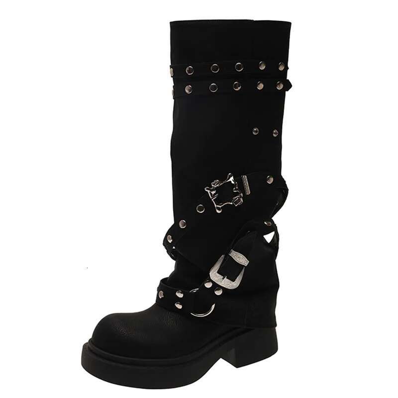 Women Flats Knee High Designer Platform Walking Shoes New Trend Motorcycle Boots Fashion Mujer Zapatos