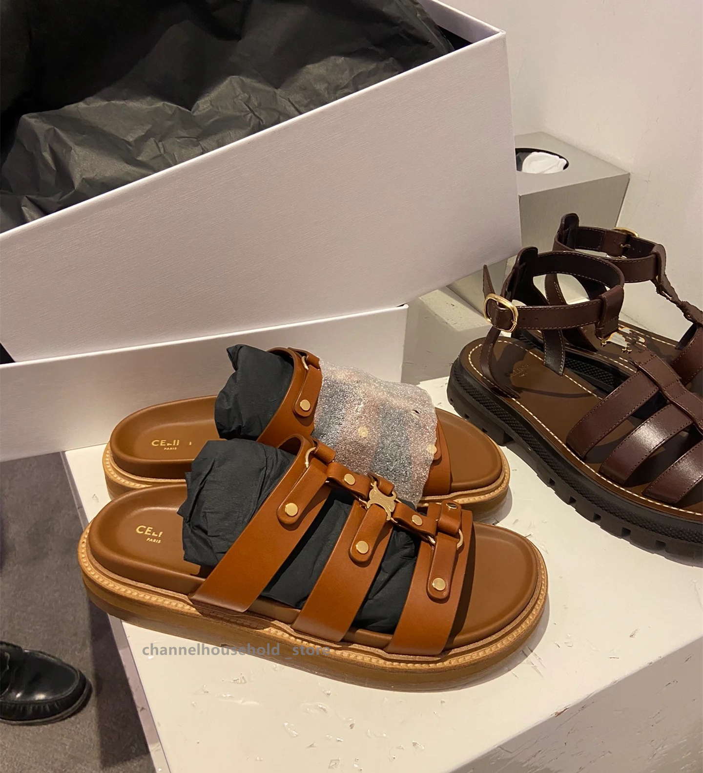 2025 Summer Luxury designer Sandal Cross Woman Slipper Platform Fashion Brands Open Toe Soft Sole Flats Slides Casaul Outdoor Beach Sandalias Celi Shoes Ce