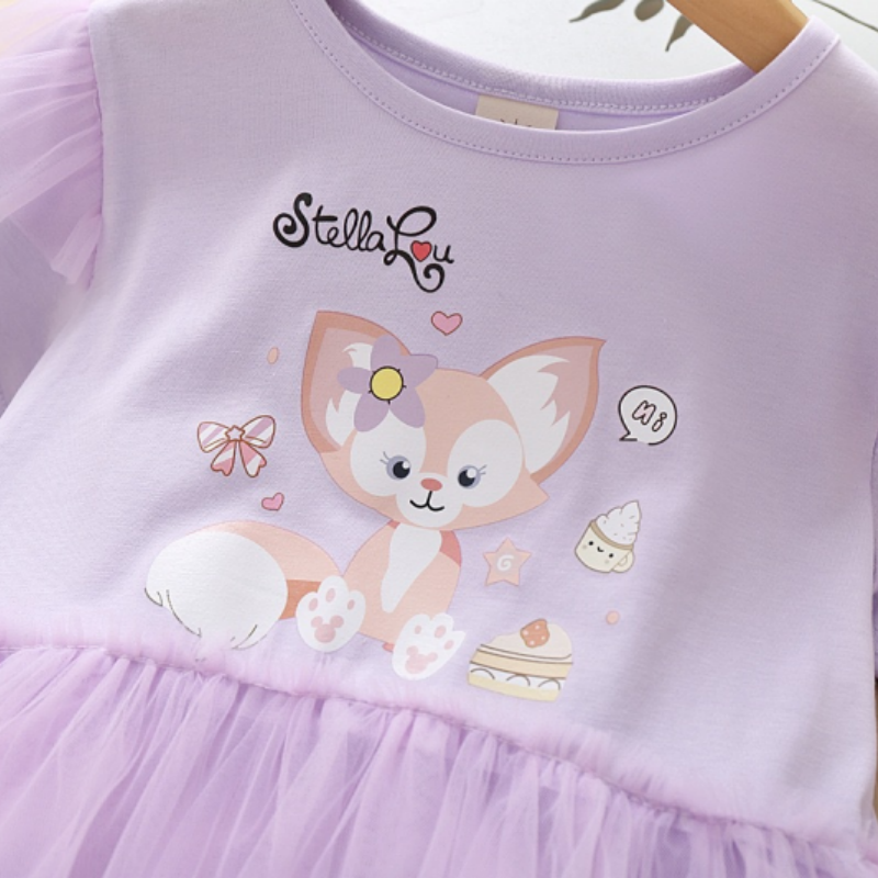 Kids designer clothes DISNEY girls' cartoon princess dress short-sleeved mesh dress toddler designer clothes StellaLou print summer