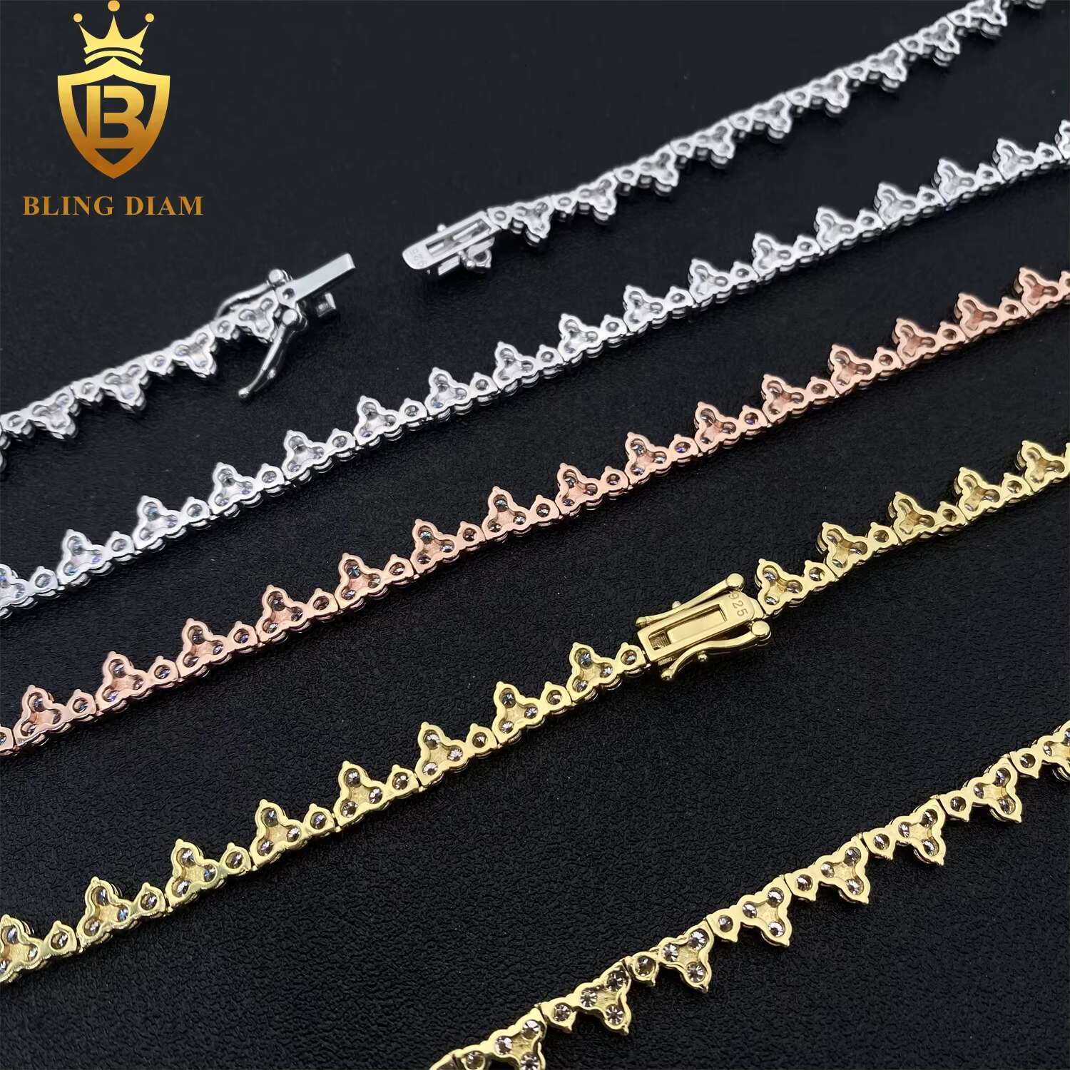 Factory Pass Diamond Tester 2.5mm Custom Necklace 925 Silver Vvs Moissanite Hip Hop Iced Out Tennis Link Chain