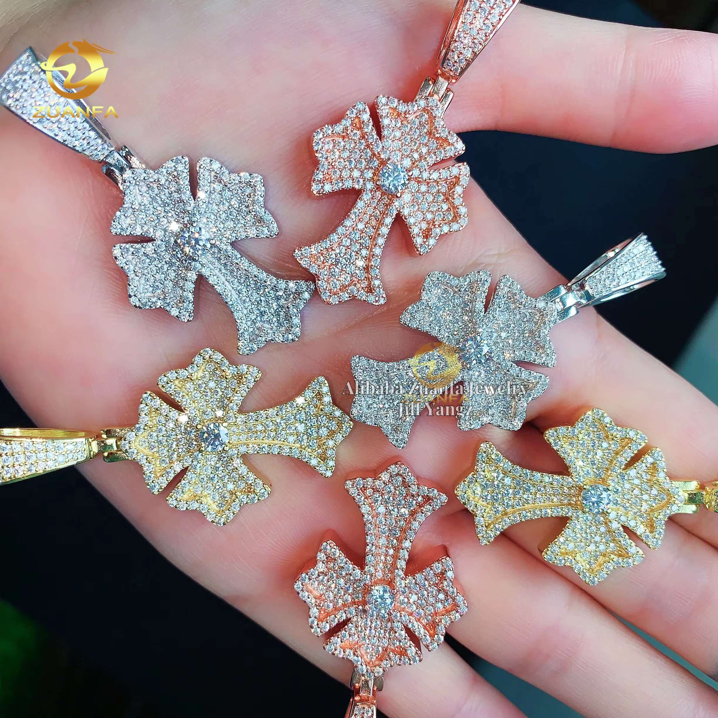 Ready to Ship Cross Pendants GRA Certificate Moissanite Iced Out Custom Hip Hop Pendant Religious Jewelry Mossanite Pendant