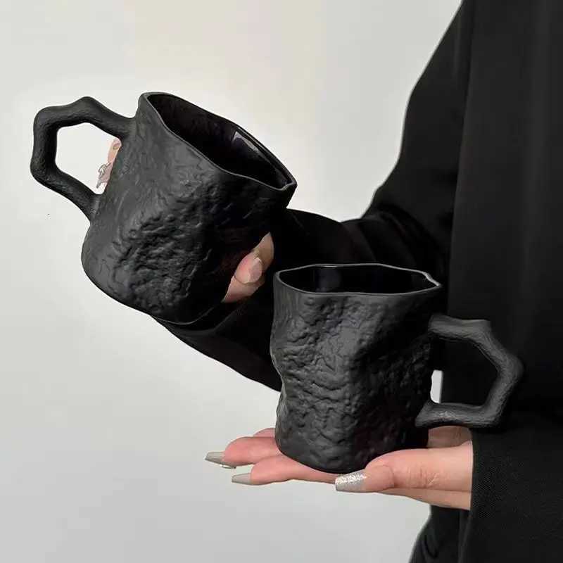 Black Rock Glass Milk Mugs Tea Coffee Juice Water Cup Home Office Drinkware Y251125