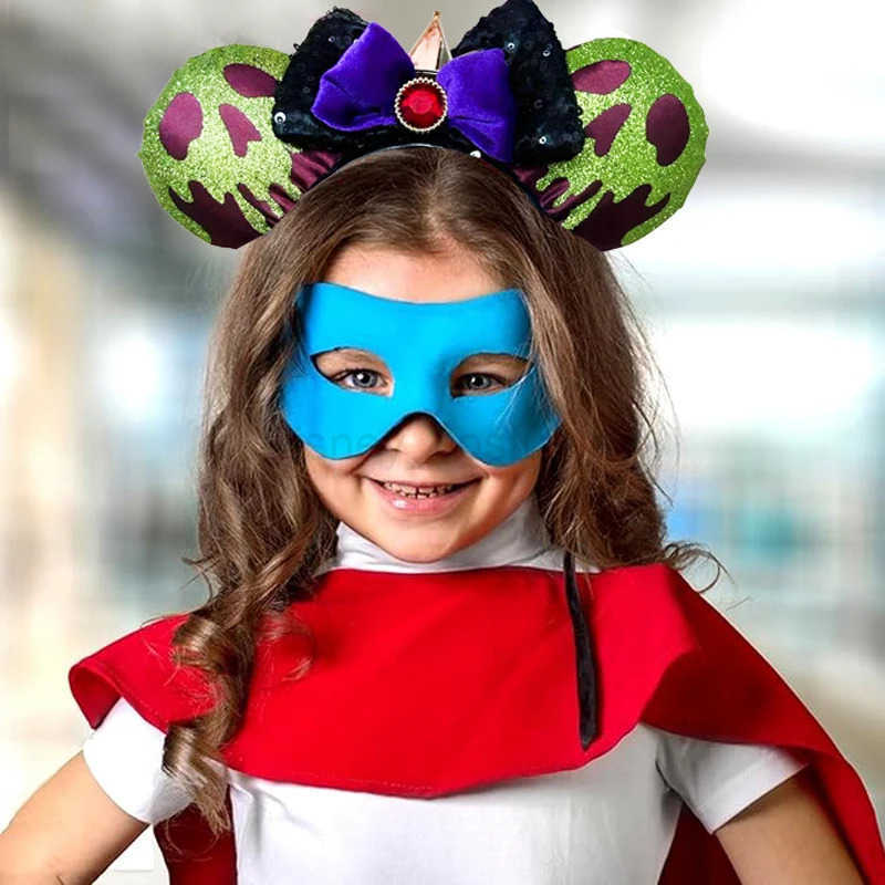 Disney Mickey Mouse Headband Princess Snow White Skull Poison Apple Ear Strap Girl Role Playing Hair Accessories X250425