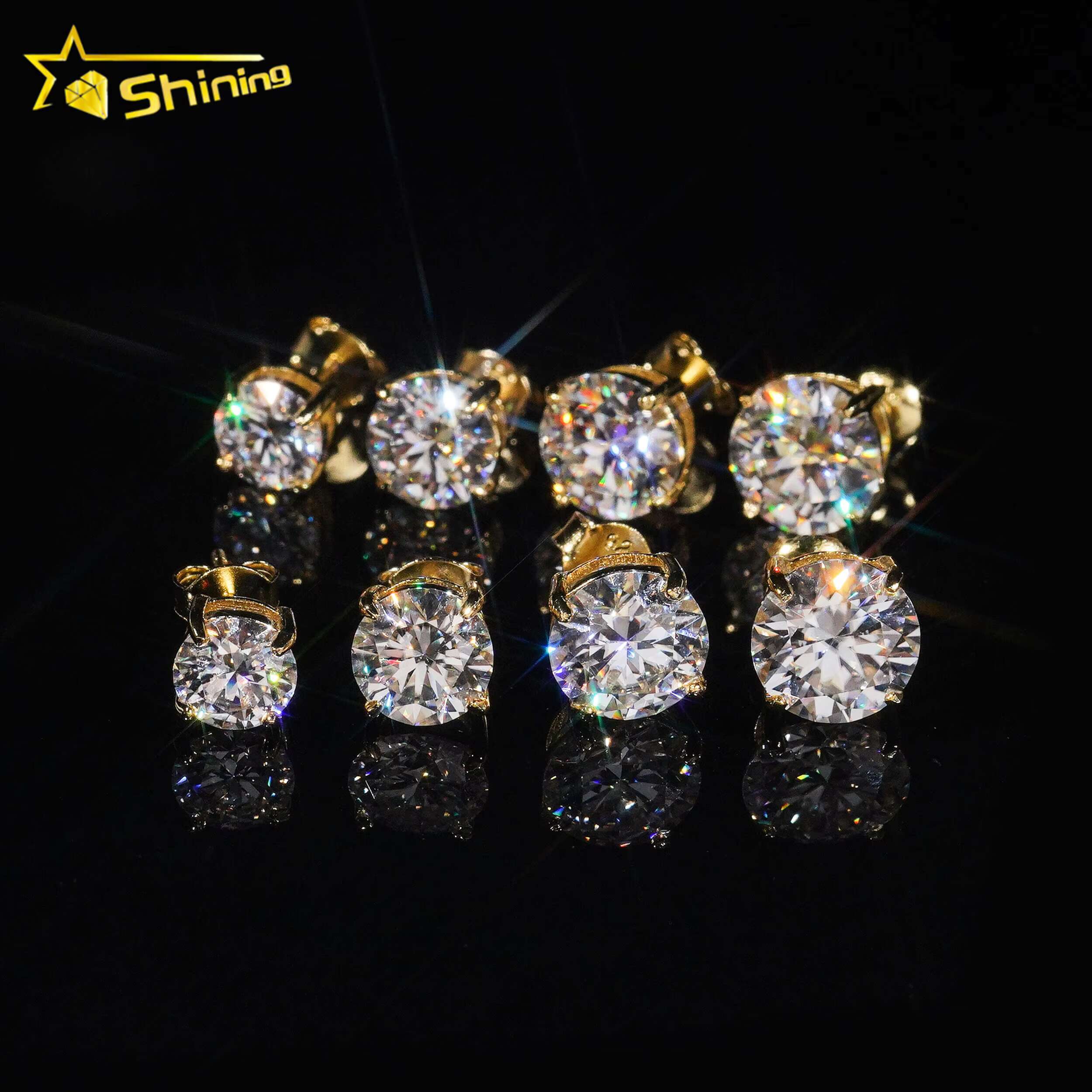 High Quality 925 Silver D VVS1 Round Brilliant Cut Moissanite Earrings Fine Jewelry Women Studs Ear Daily Wear