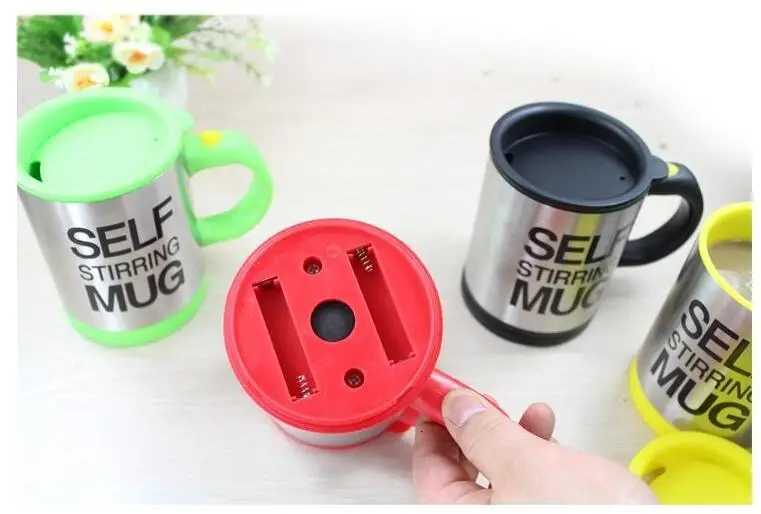 5 Colors Lazy Tazas Self Stirring Mug Coffee Cup Smart Stainless Steel Mugs Copos Inox Tea Cup Y251125