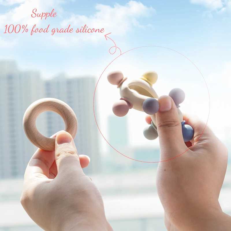 New Color Silicone Teething Infant Chewing Newborn Accessories Baby Healthy Molar Teether Toy BPA Free Wooden Ring Nursing Gift G251125