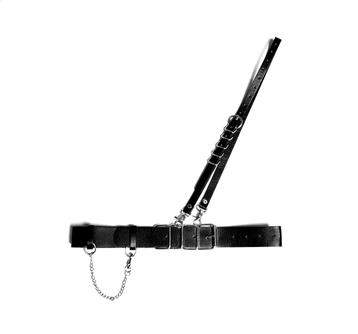 Techwear style hip-hop punk rock adjustable Pu leather shoulder strap womens multifunctional leather waist chain Y2k belt 250423