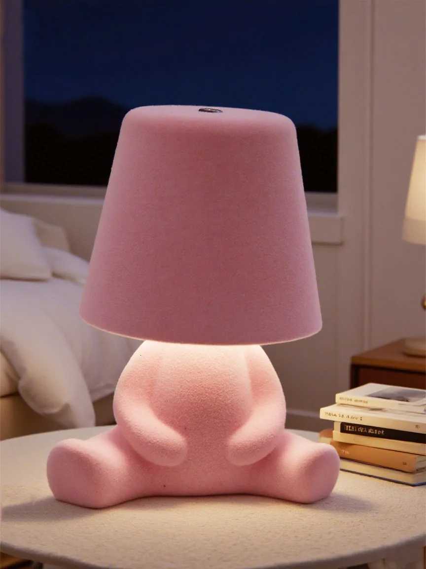 Bedside Touch Table Lamp Creative Small Silver Man Decorative Thinking Man Statue LED Table Lamp USB Rechargeable 3 Levels BriM251125