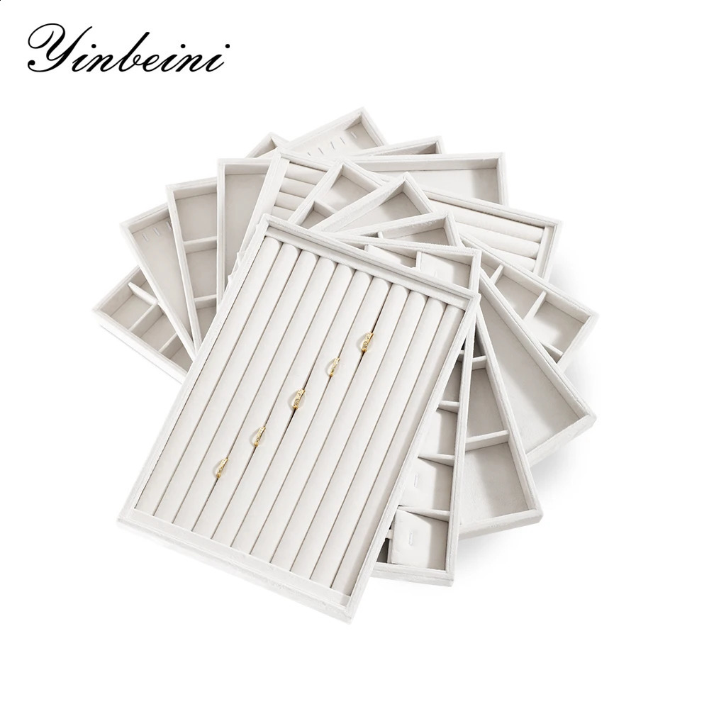 YinBeiNi Velvet Ring Earring Bracelet Necklace Display Tray Table Top Stackable Drawer Storage Jewelry Organizer Tray P036 250424