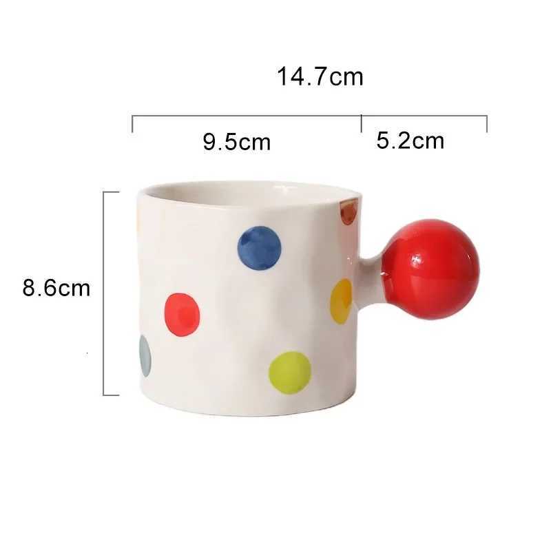 Fine Ceramic Heart Coffee Cup Red Polka Dot Drinking Cup Afternoon Camellia Tea Coffee Mug Heart Shaped Breakfast Milk Mug Gift Y251125