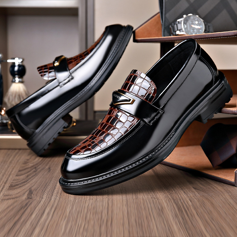 New Design Arrival Men's Business Dress Leather Shoes Outdoor Fashion Thick Bottom Versatile slip-on Size 38-44 Casual Shoes Free Shipping Black 