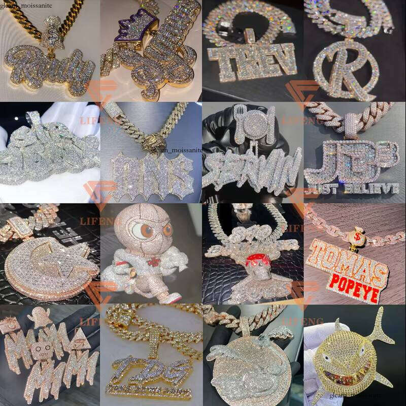 Ice out VVS Moissanite 3inch Solid Sier Round with Angel and Money Bag Hip Hop Iced Out Chain Pendant