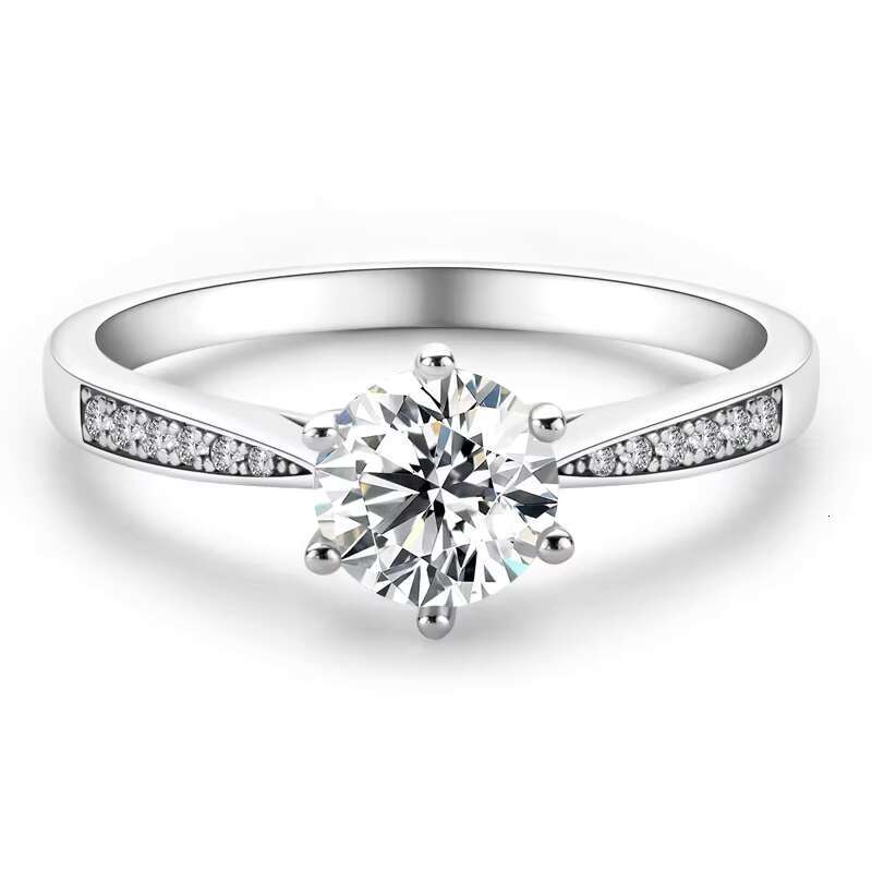 AISMI Wholesale Premium 3.0 Ct Womens Engagement Ring Custom-made S925 Silver Platinum Plated With Round Moissanite Diamond