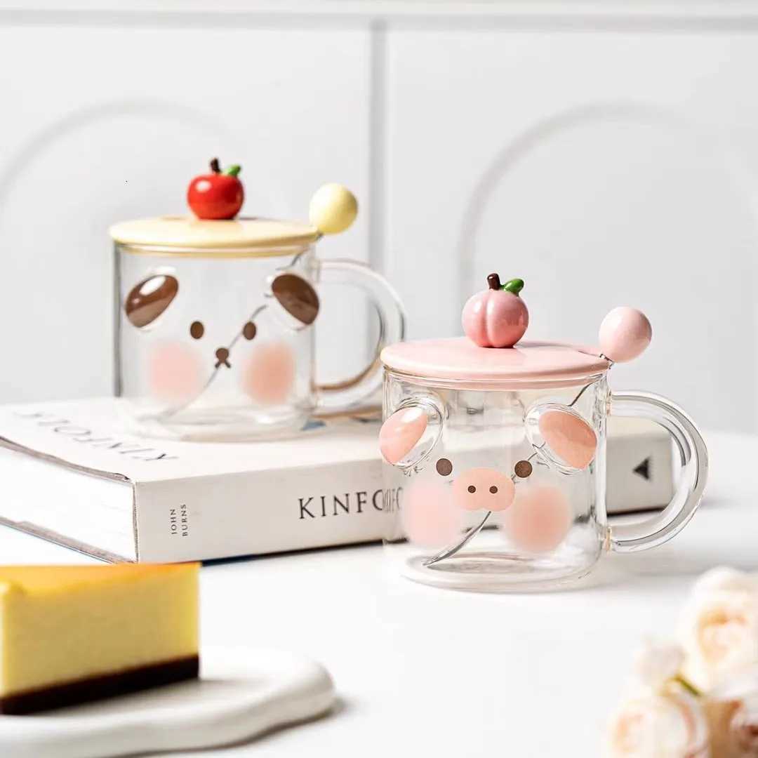 Hand-painted Cup Cartoon Animal Tumbler Office Coffee Mug Milk Breakfast Tumbler Girls Kawaii Water Tumbler Couples Tumbler Y251125