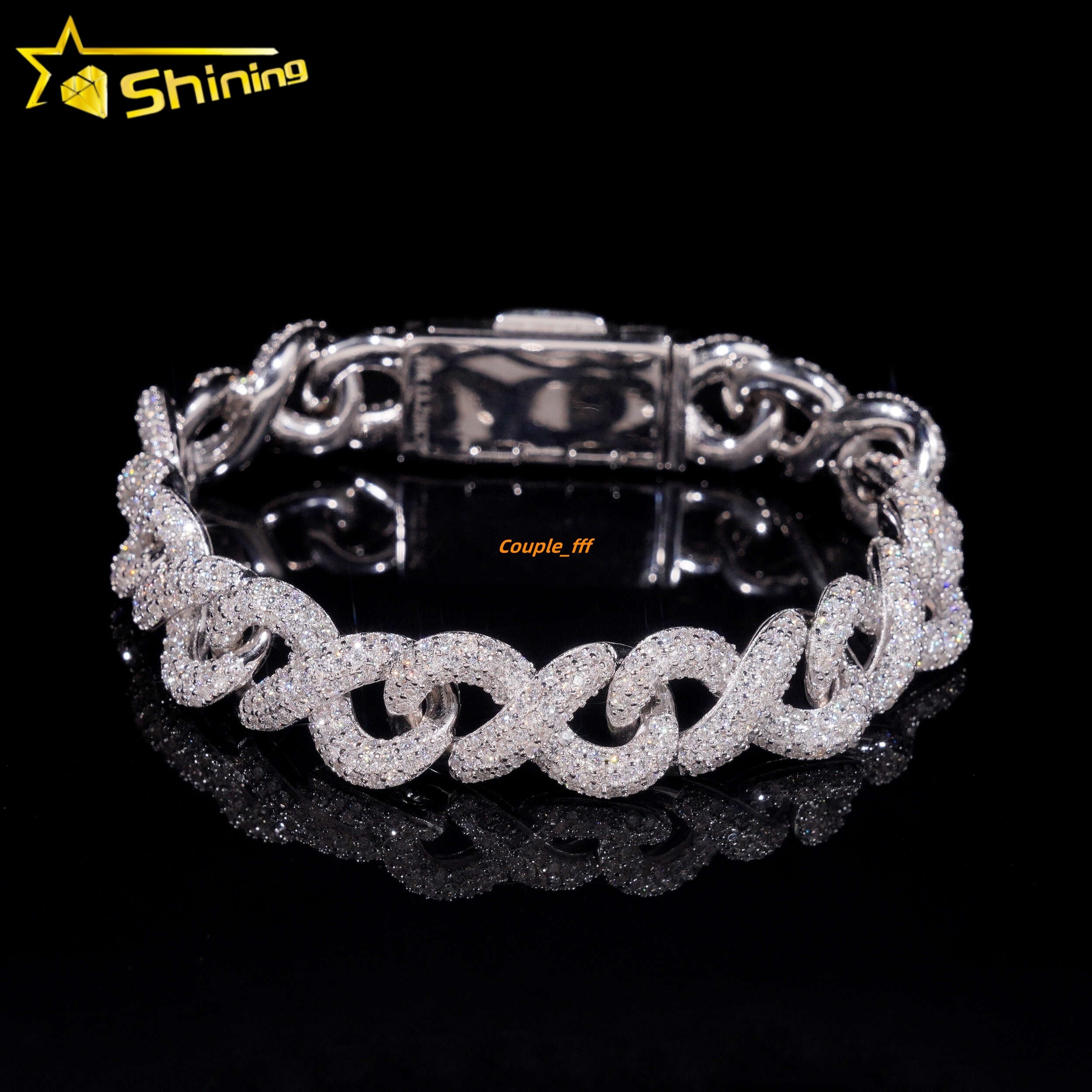 925 Sterling Silver Hip Hop Cuban Infinity Link Chain 13MM Width Iced Out Necklace VVS Moissanite Cuban Bracelet