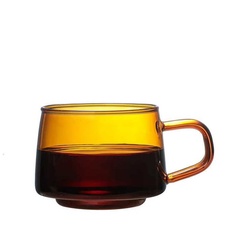 Colored Glass Mug Cup 350ml 250ml Heat Resistant Amber Blue Green Stackable Glass Cup Coffee Tea Cup Coaster Available 1PC Y251125