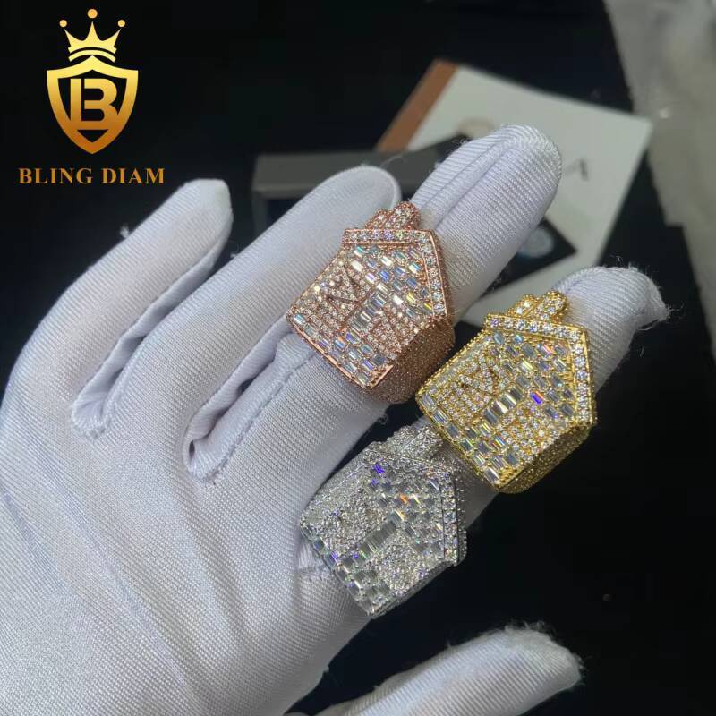925 Sterling Silver Moissanite Rings House Shape Ring Iced Out Moissanite Hip Hop Jewelry High Quality Diamond Pass Diamond Test