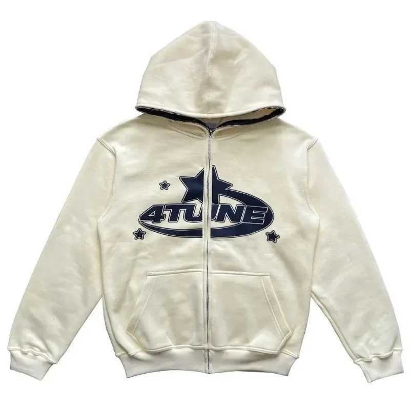 Retro star graphic hoodie jacket Y2K oversized long sleeved sportswear streetwear fashion Harajuku printed pocket zipper hoodie M250425