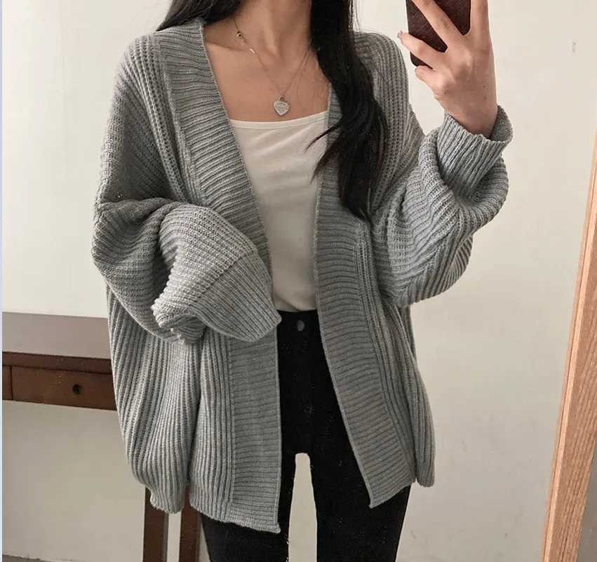 Slouchy Cardigan Knitted Drop Shoulder Long Sleeve Ribbed Open Front Sweater Jacket Women Teen-girl Fall Winter Basic OutfitT251125