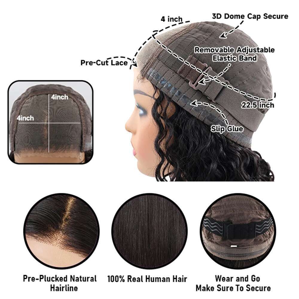 Latina Dark Brown Colored 13X4 Wigs For Black Women Glueless Bouncy Curly 4X4 Pre-Cut Lace Wig Human Hair Remy