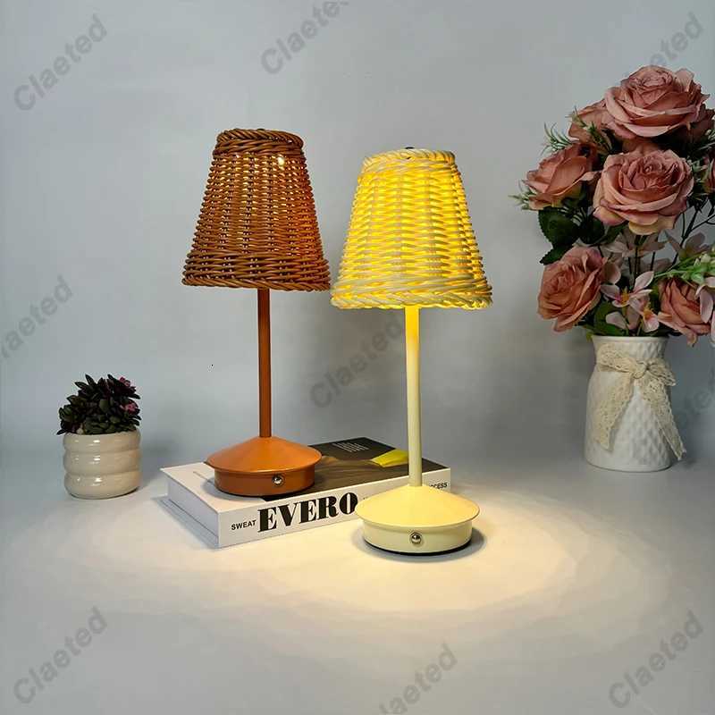 LED Table Lamp Touch Sensor Dimmable Desktop Night Light Rechargeable Wireless Reading Lamp for Hotel Bar Bedroom Decor LightM251125