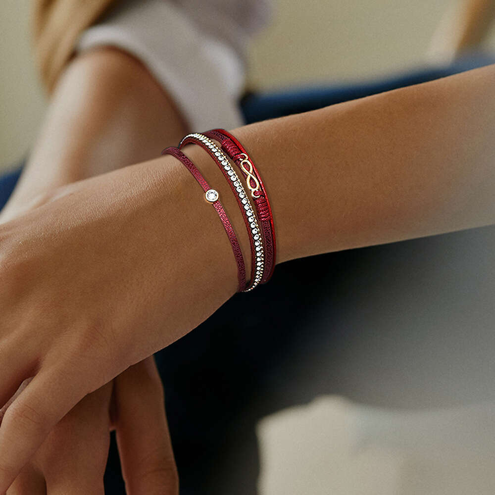 Women's 8-shaped with Bohemian broken magnetic buckle, woven strap and dia inlaid infinite symbol bracelet