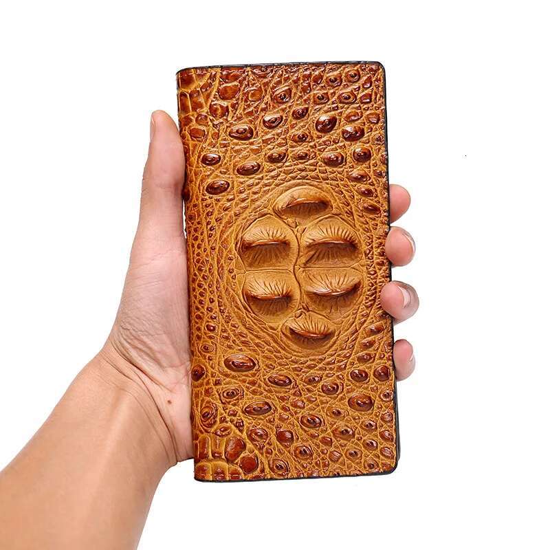 Men Business Long Crocodile Genuine Fashion Thin Short Wallet No Zipper 4 Color Pure Leather Card Wallets Pj194