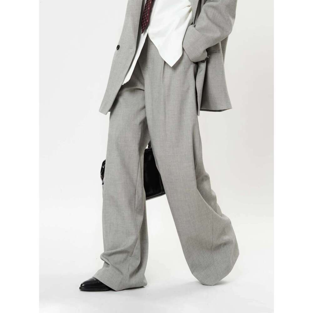 Spring Women's Casual Solid Color High Waist Loose Wide Leg Pants
