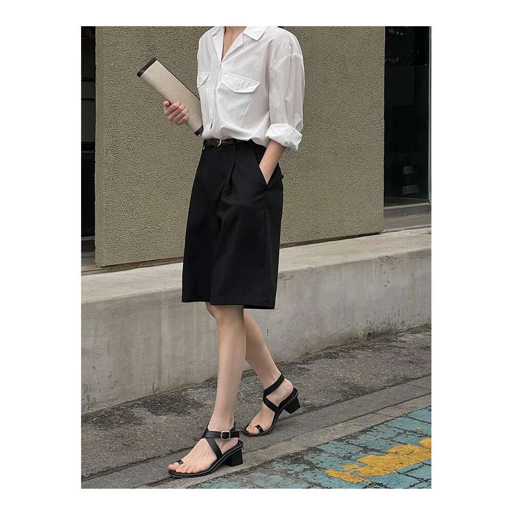 Women's High Waist Loose Wide Leg Shorts With Belt, Casual Summer