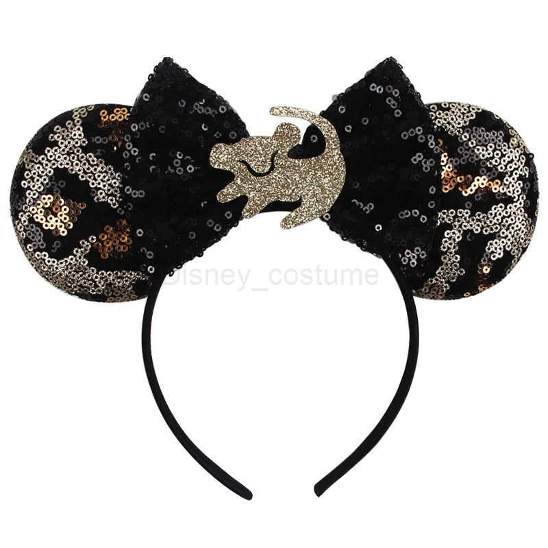 Disney Leopard Print Headbands Mickey Mouse Ears Headbands for Girls Kid Women Party Sequins Bow Hair Accessories Adult Hairbands X250425