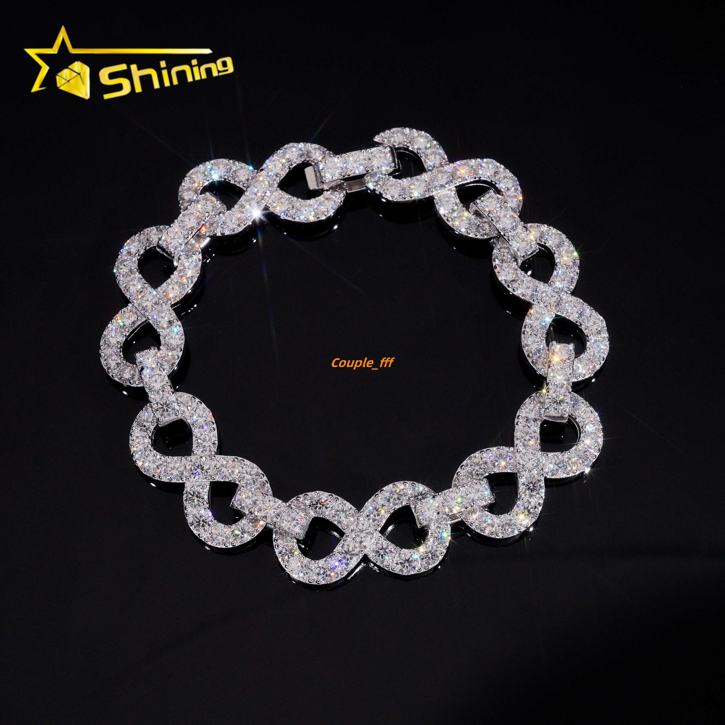 Pass Diamond Tester Silver 925 Gold Plated Hip Hop Jewelry Custom 13mm VVS Moissanite Cuban Link Chain Bracelet Infinity Chain