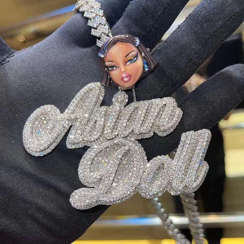 Personalized Custom Hip Hop Pendant 925 Sterling Silver Pendants Pass Tester VVS Moissanite Diamond Ice Out Letter Name Pendant