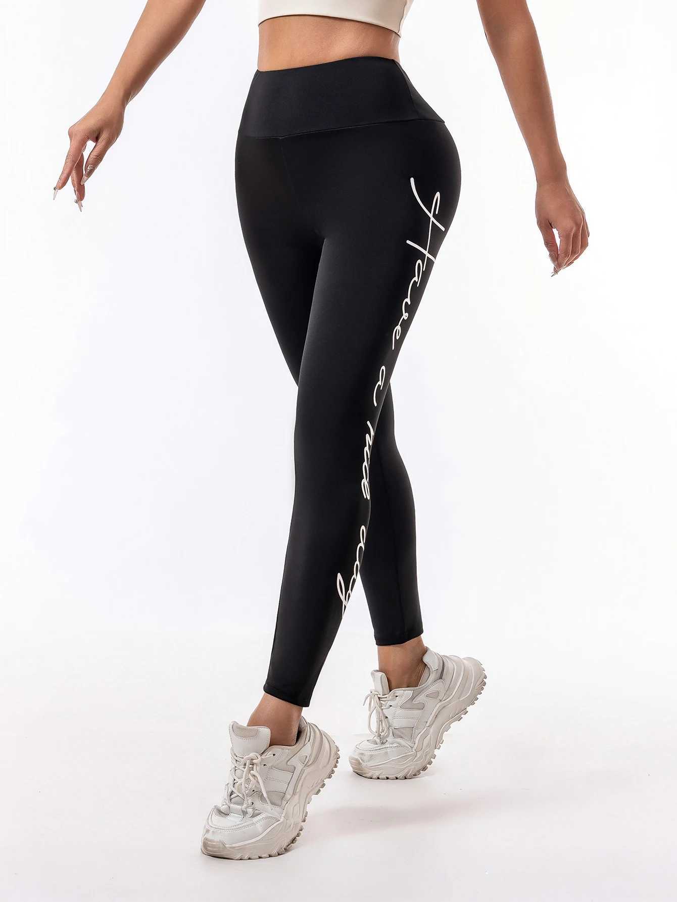 Letter print High Waised High Spring Quick drying Pants Sports Pants Fitness Yoga Pants Running WomenC250425