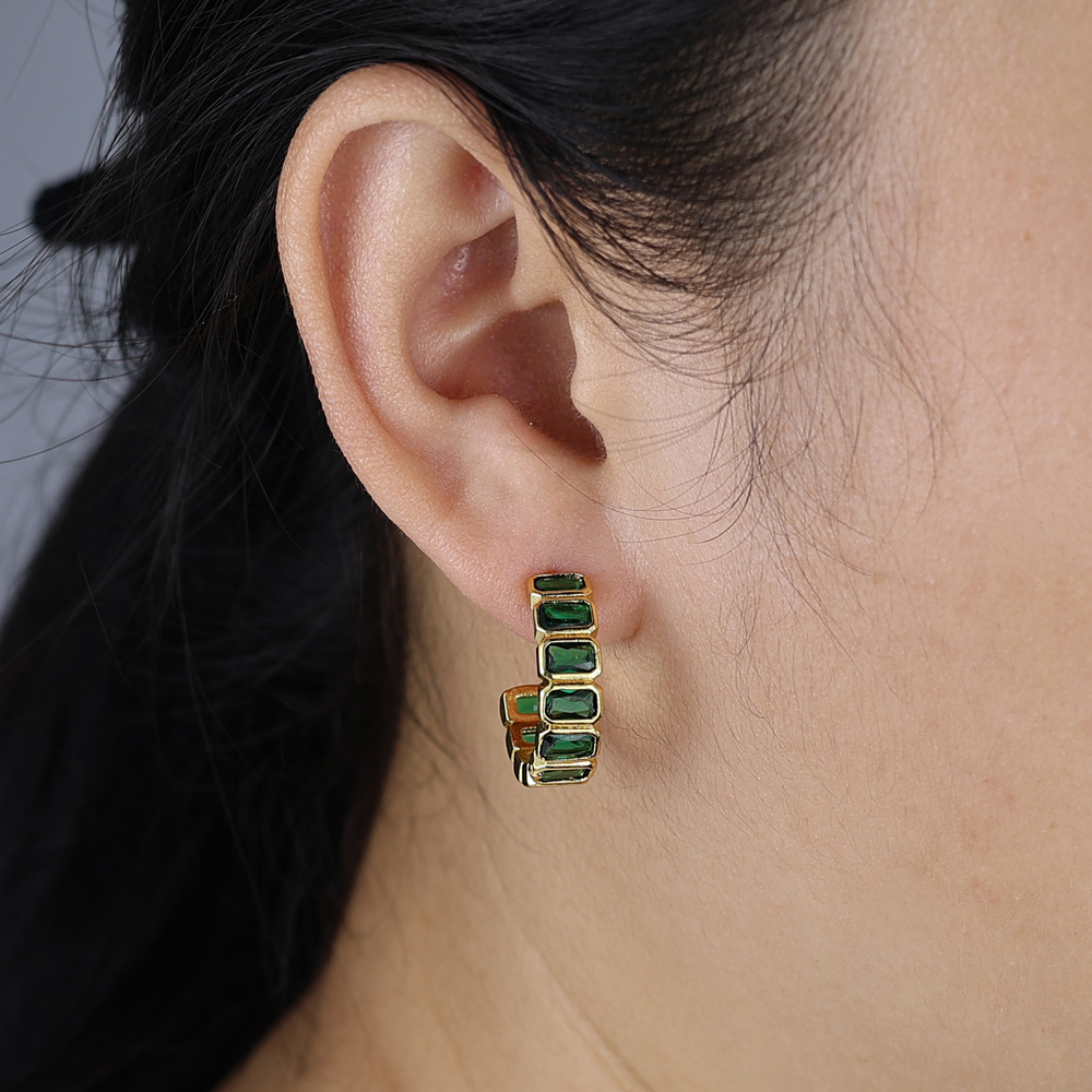2025 New Gold Color Geometry Colorful Cubic Zircon Earring For Women Vintage Boho Wedding Party Jewelry Gift
