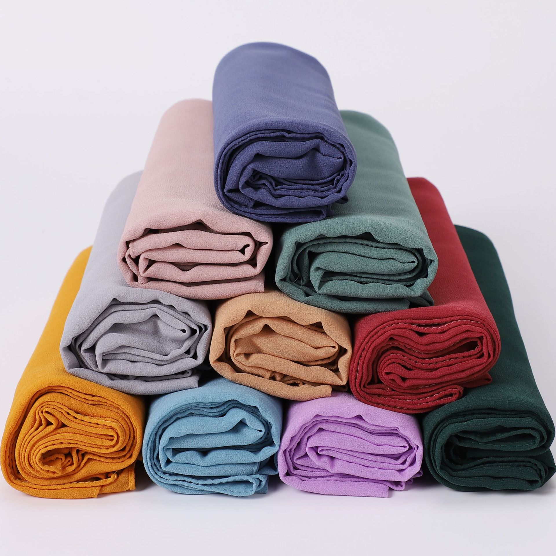 K516 Cross-border live broadcast 75D solid color pearl chiffon long scarf Hui scarf Middle East Africa headscarf Malay Indonesia hijab