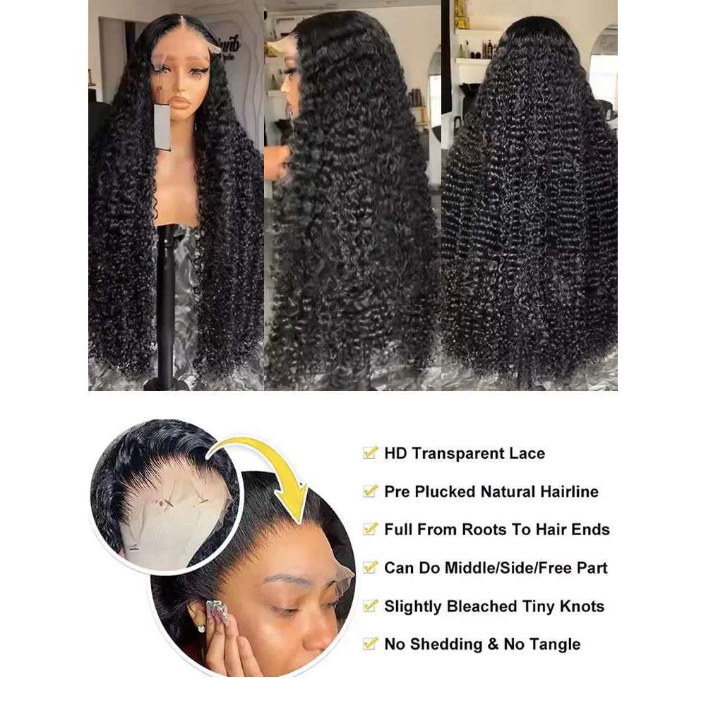 200 250 Density 30 40 Inch 13X6 HD Deep Wave Frontal Wig 13X4 Front Human Hair Glueless 5X5 Lace Closure Curly Wigs
