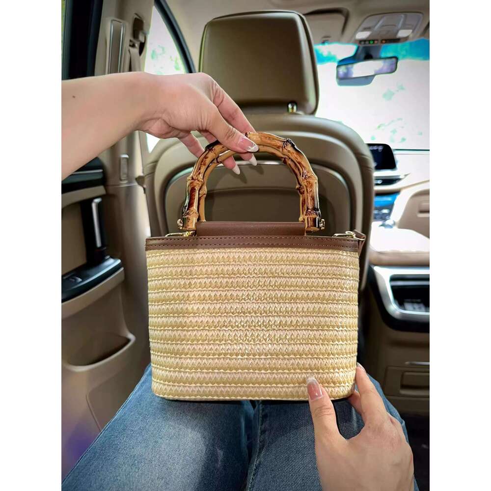 Designer Bag New Chinese Bamboo And Grass Woven Bag Western Style High End Handbag Niche Vacation Beach