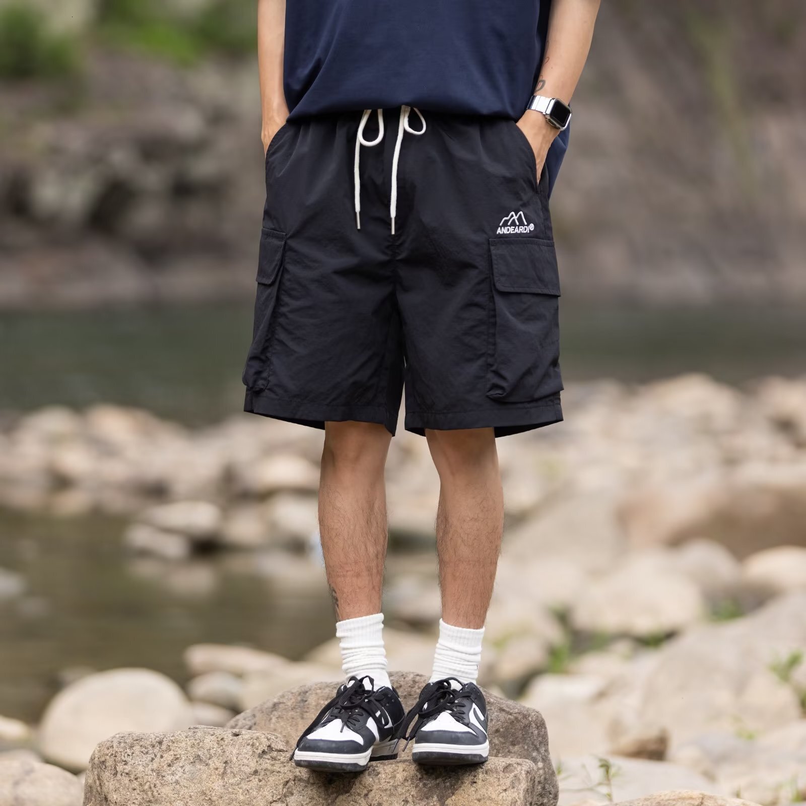 Work shorts men's summer thin street five quarter youth loose and versatile outdoor casual pants