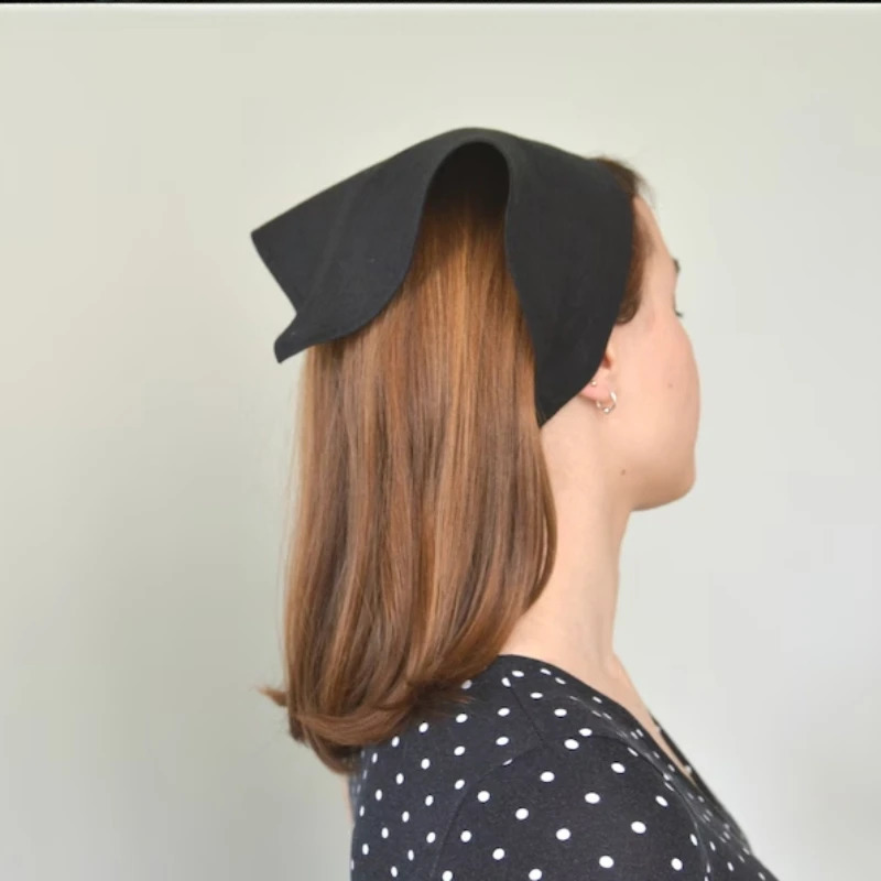 Black Lightweight Linen Head Scarf with Ties Triangle Hair Kerchief for Women Summer Head Cover Unisex Triangle Scarf Headscarf 250424