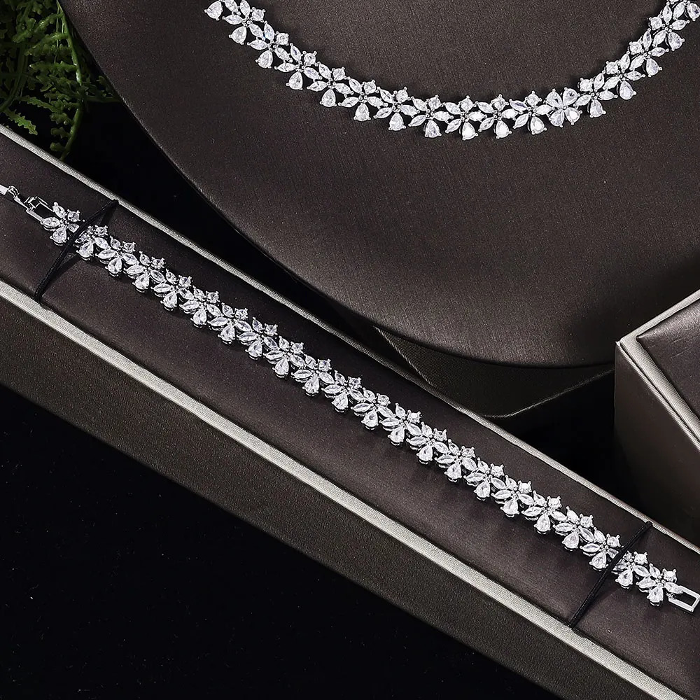 four-piece cubic zirconia bridal jewelry set womens party Dubai crystal wedding in Central Asia 250417