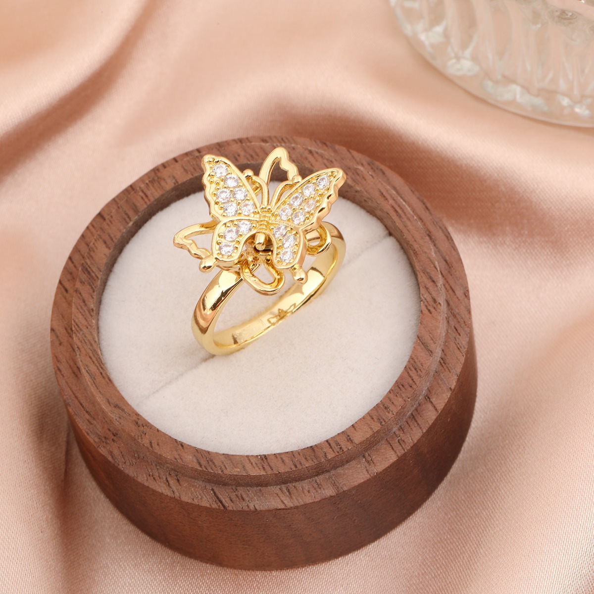 Rotatable ring cute little panda ring Designer Love Ring Heart Band Rings for Men and Women Luxury Fashion Jewelry Unisex Ring Gold Silver Rose Ring W - view 8