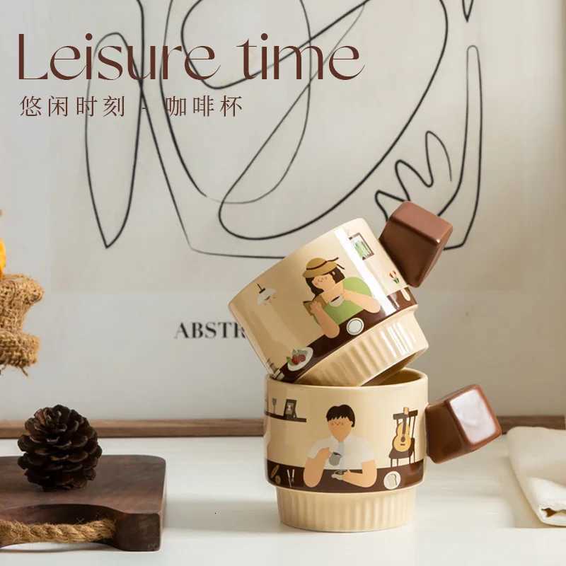 Korean Style High-Aesthetic Latte Art MugFashion Ceramic Coffee Cup for CouplesHis/Hers OptionsElegant Gift Souvenir Y251125