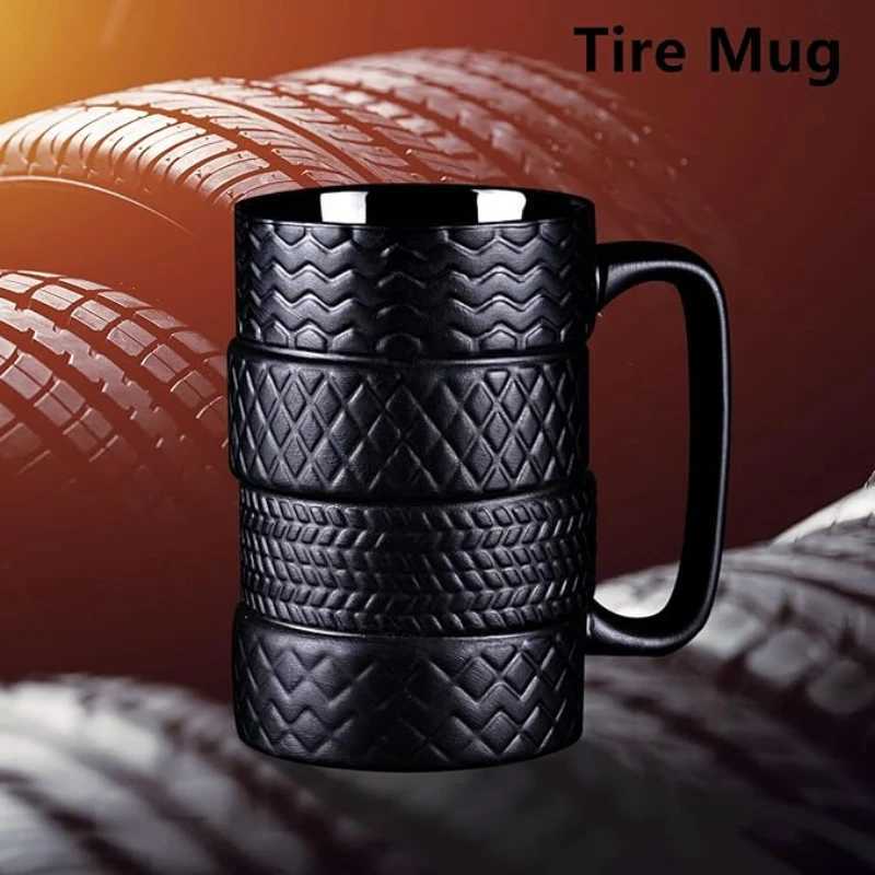 Creative Coffee Mug Large Capacity Ceramic Cup Personty Tire Shaped Cup Novelty Tea Milk Mug Water Bottle Drinkware Gift Y251125