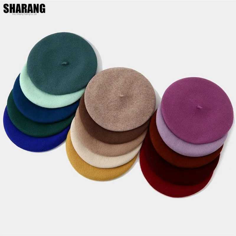 Korean Women Beret Hat Autumn Winter Fashion Casual Warm Wool Beanie Hat for Women Black Red Beige Pink Yellow Wine Red J251125